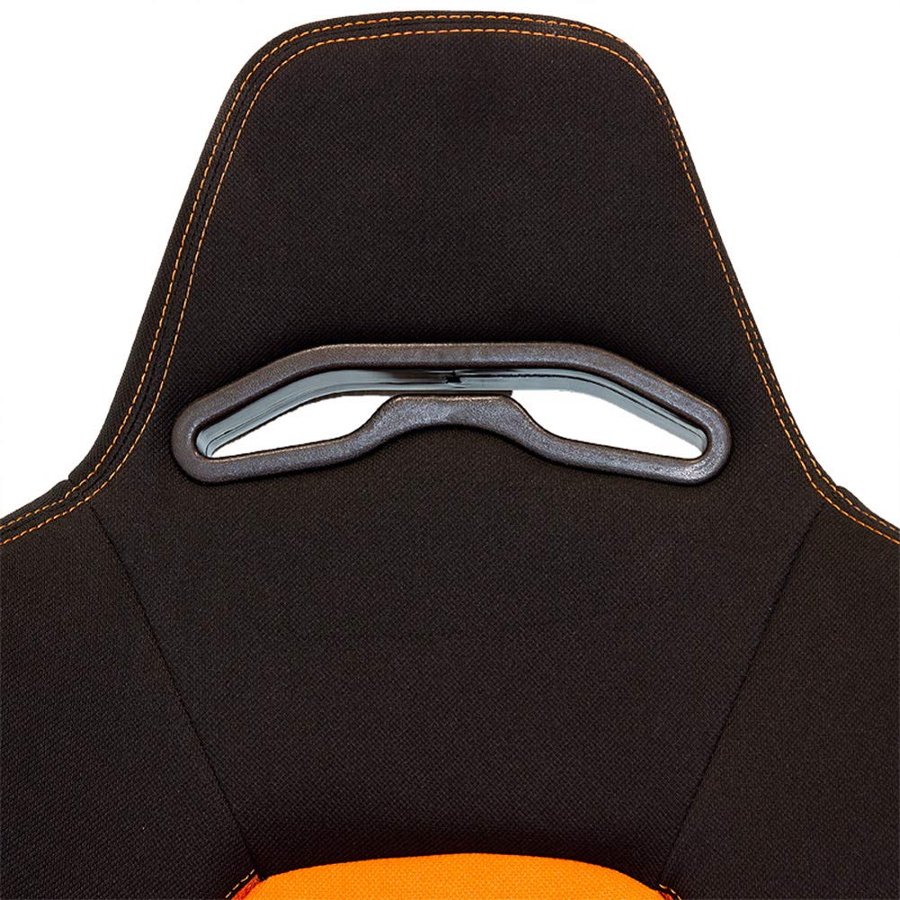 AUTO-STYLE Sportsitze 'Eco' - Schwarz/Orange - Doppelseitig Verstellbare Rückenlehne - inkl. Laufschienen