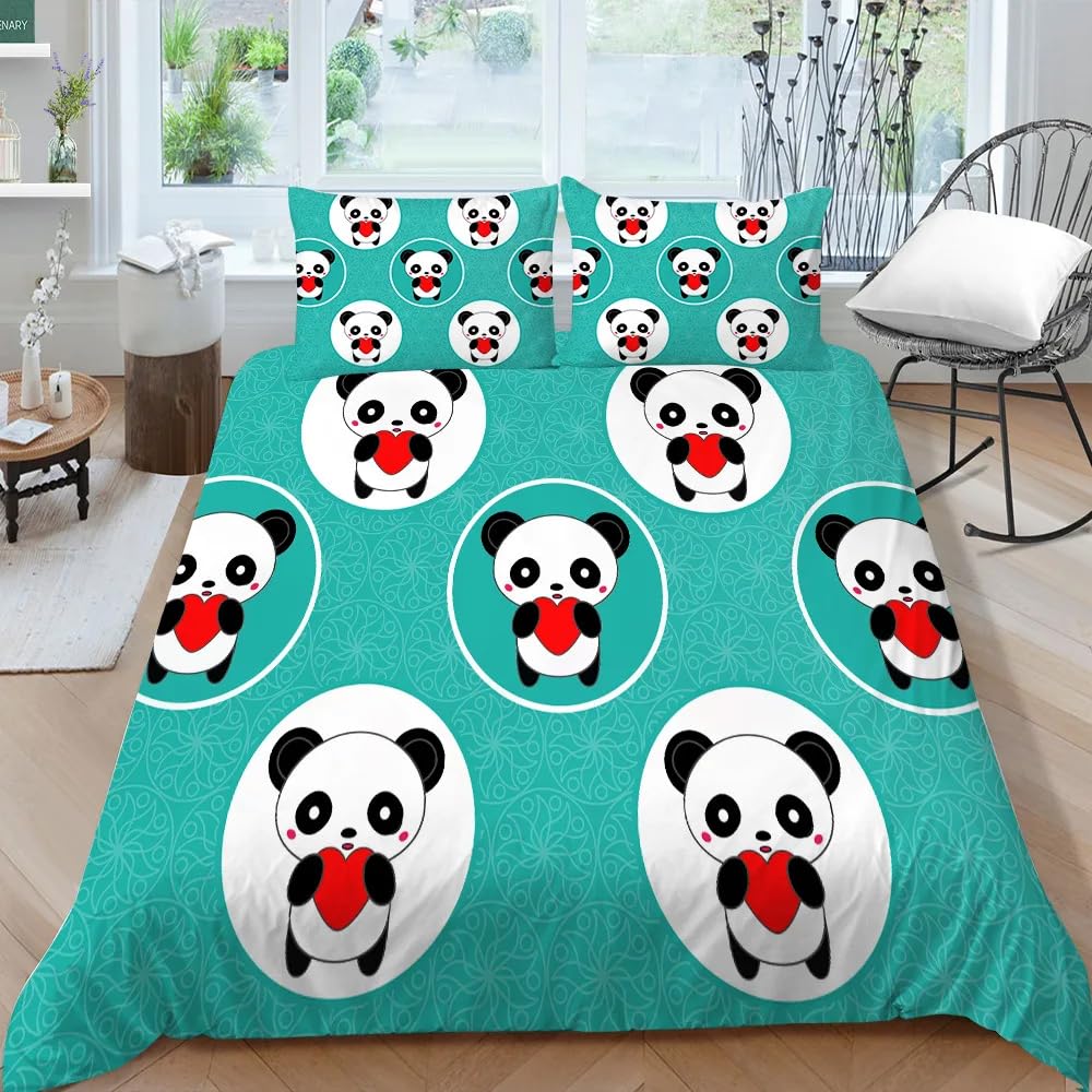 NDXRWDZR Double Duvet Cover Set Panda Duvet Cover with Zipper Closure Bedding for Aldults Kids Soft Hypoallergenic Microfiber Quilt Cover 200x200 cm + 2 Pillowcases 50x75 cm
