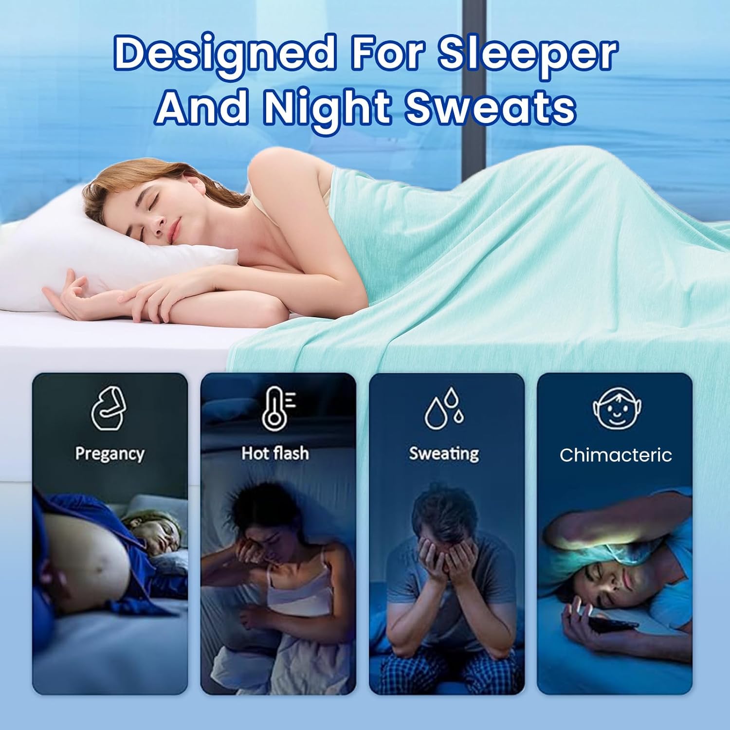 Topcee Cooling Blanket(90"x108"King Size) for Night Sweats Absorbs Heat to Keep Adults Cool on Warm Nights, Q-Max 0.5 Cooling Blankets for Hot Sleepers, Ultra-Cool Lightweight Blanket for Bed - Image 4