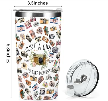 Photographer Gifts Tumbler, 20 oz Stainless Steel Coffee Mug,Travel Cup,Insulated Cup with Lid for Car Office,Photography Gifts for Women Photographers Friend Sister Friendship Birthday Christmas