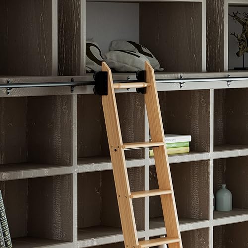 Miniatura 10 de KINMADE Kit de herramientas de escalera de biblioteca rodante, kit de extensión de 4 pies