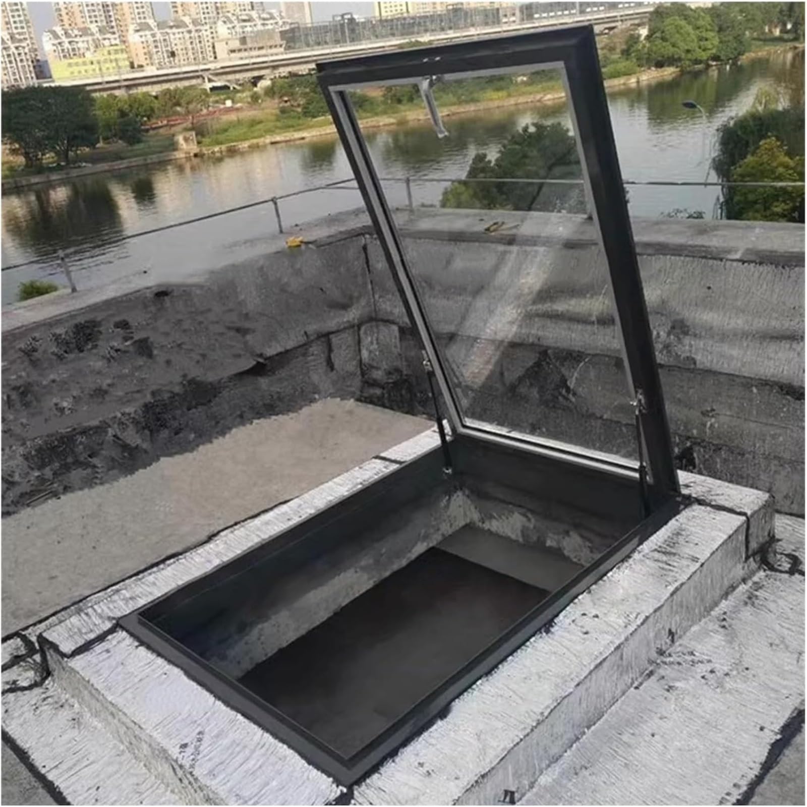 Juskaqzyi One Color Skylight Manual Skylight Window Skylights For House Roof With Tempered Glass And Aluminum Alloy Frame For Home Attic(78 * 118Cm)