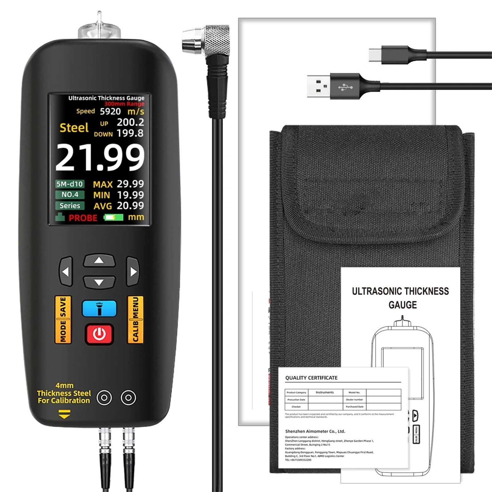 Thickness Gauge Ultrasonic Digital Thickness Gauge Metal s Steels Aluminum Materials Detector Tester Depth Meter
