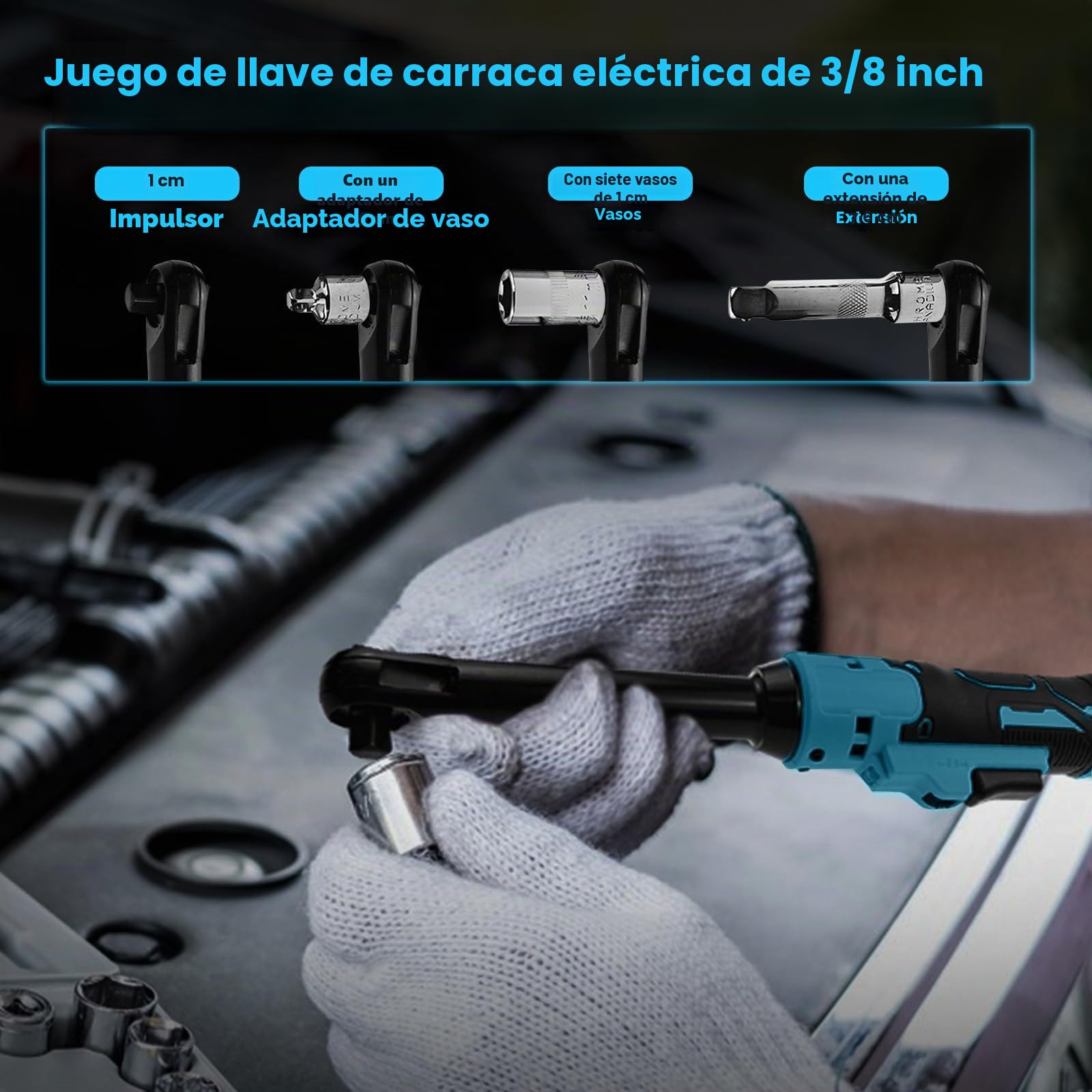 Llave de trinquete inalámbrica para batería Makita de 18 V, llave de trinquete eléctrica extendida de 16 cm de largo, herramienta eléctrica con luz LED, 600 RPM, 80 N.m