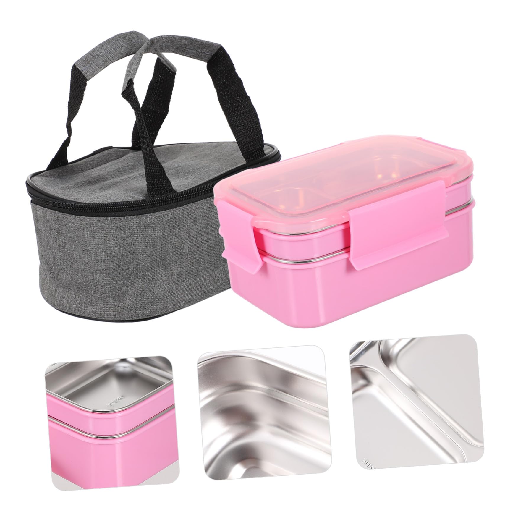 VANZACK Boîte à Bento Conteneur Alimentaire Portable 2 Compartiments Acier Inoxydable 304 Étanchéité Thermorégulation Déjeuner Travail