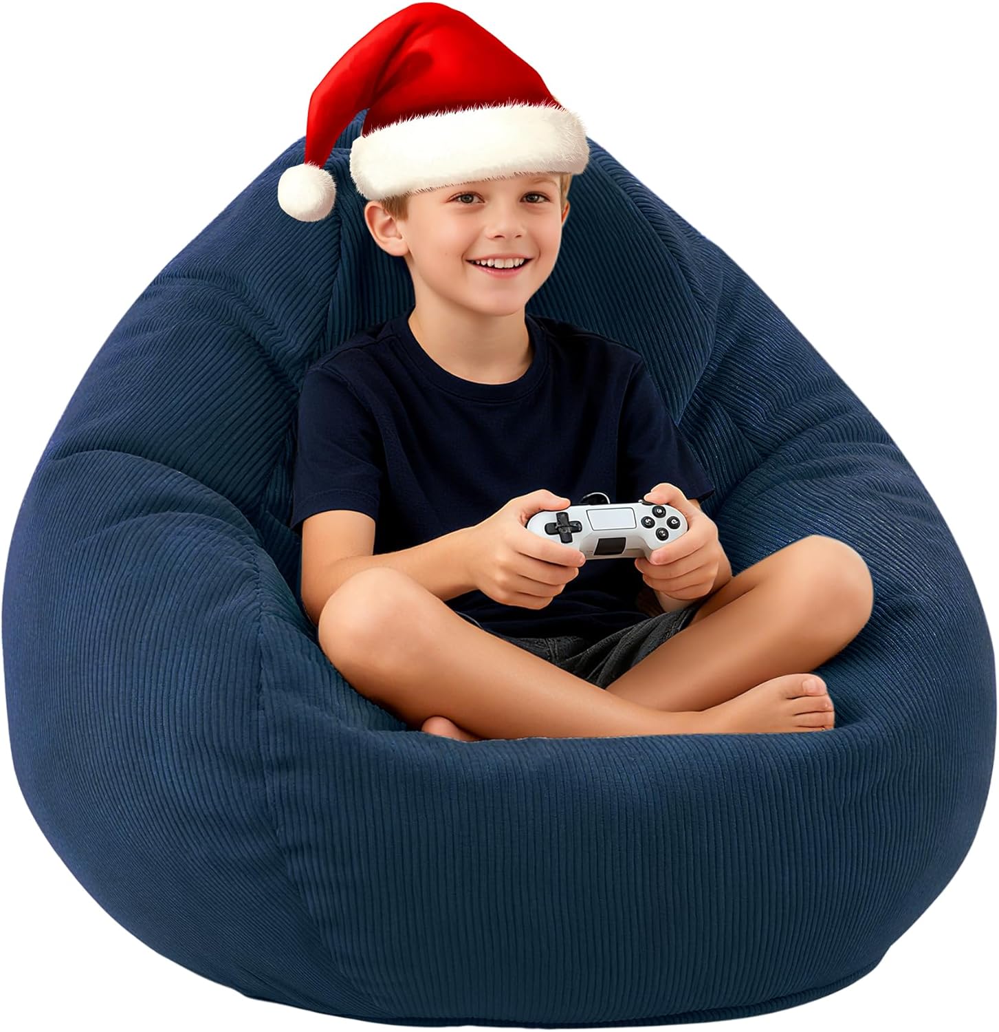LPMOERA Bean Bag Chair Memory Foam Bean Bag Chairs for Kids/Teens with Filling Round Kids Bean Bag Chair for Living Room Bedroom College Dorm Reading Chair S For Kids Navy Blue