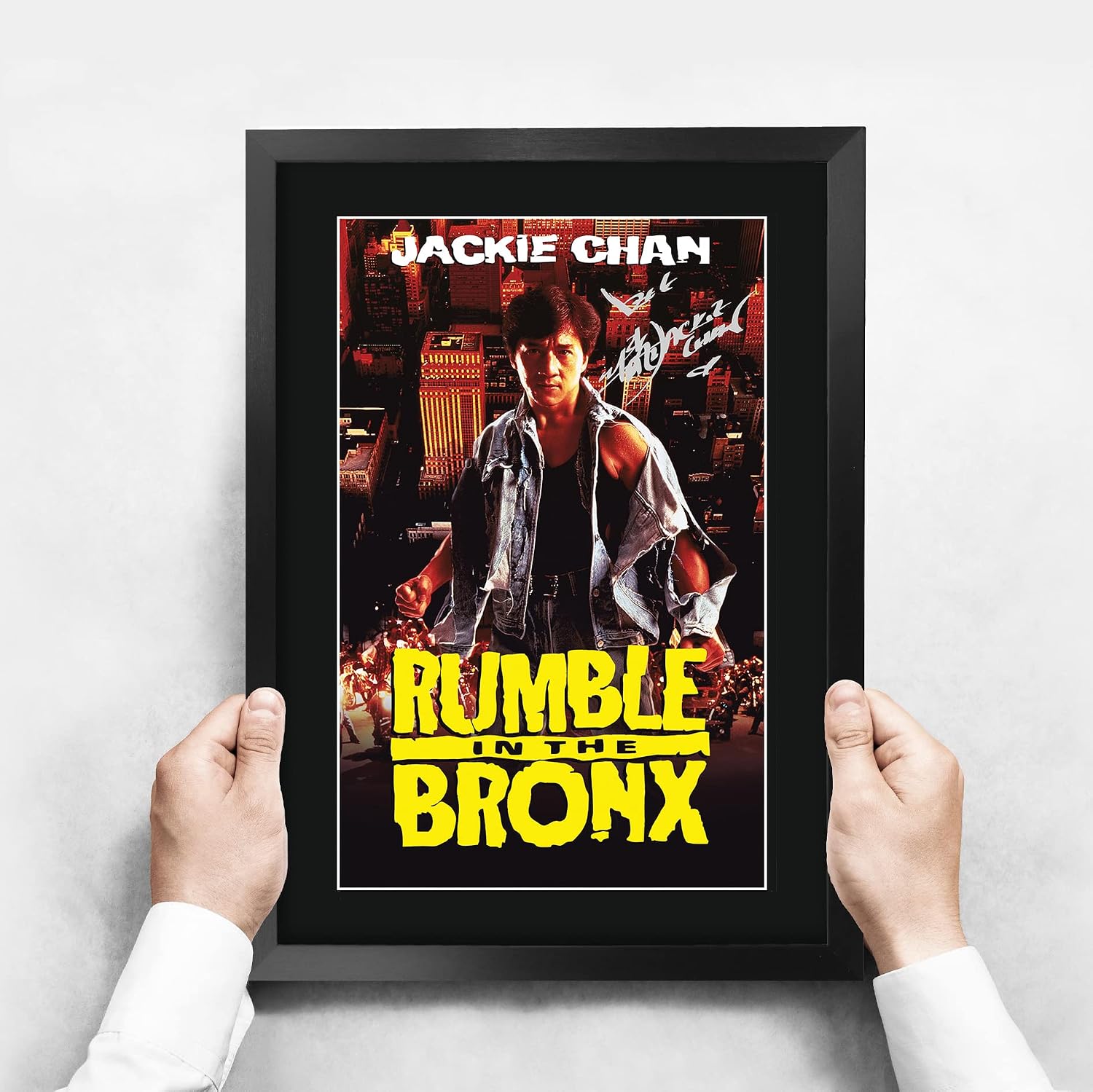 HWC Trading Rumble In The Bronx Movie Poster Jackie Chan Signed 16 x 12 inch Framed Gift Printed Autograph Film Print Photo Picture Display - 16" x 12" Framed