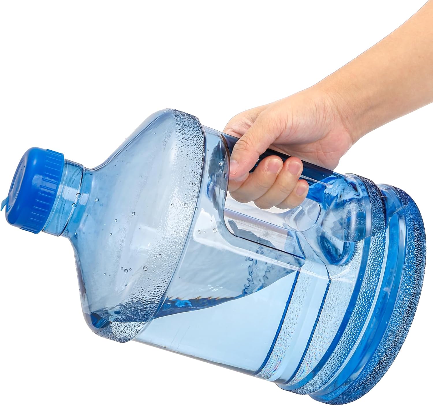 Dicunoy 2 PCS 1 Gallon Water Jug, Plastic Gallon Water Bottle with Handle, Sturdy Round Reusable Water Jug for Gym, Sports, Office, Camping, Outdoor, Refrigerator