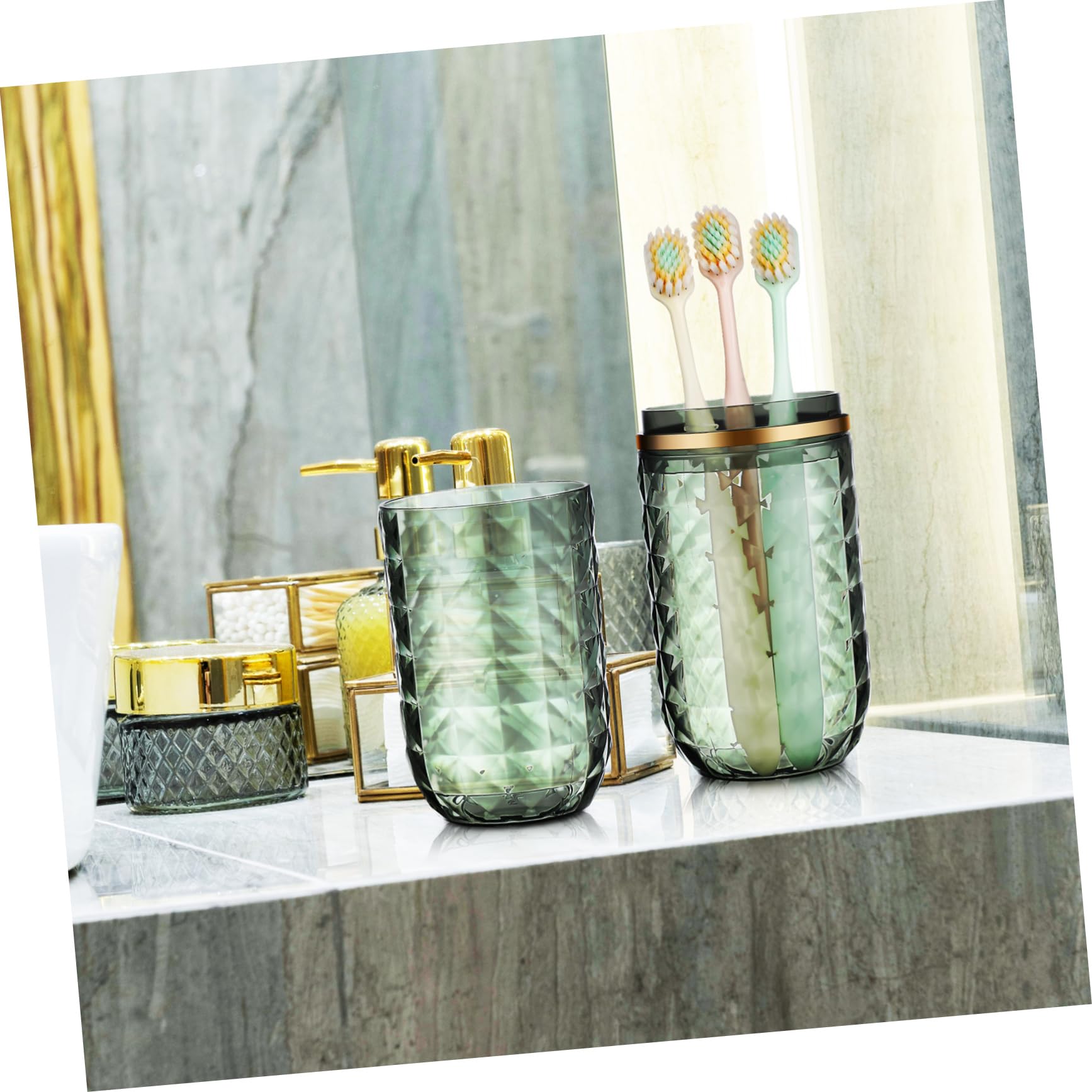 GANAZONO Travel Toothbrush Cup Holder Dual Use Toothbrush and Mouthwash Cup Durable Portable Storage for Toothpaste Makeup Brushes for Camping and Hotels Stylish Design