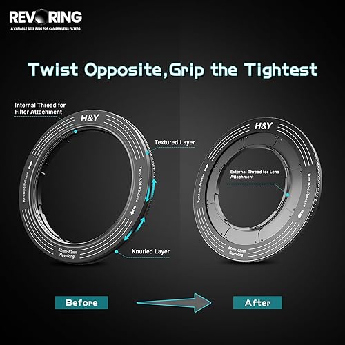 Miniatura 46 de H&Y Adaptador Step Up Rings Adaptador de filtro de lente de anillo escalonado variable 2.638-3.228 in a 3.228 in rojo, serie RevoRing