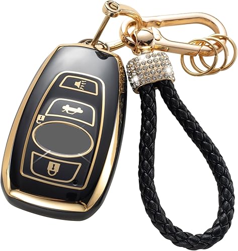 Gematay Funda para llavero Subaru con cordón para llavero, protector de llavero de TPU suave compatible con Ascent BRZ Crosstrek Forester Impreza