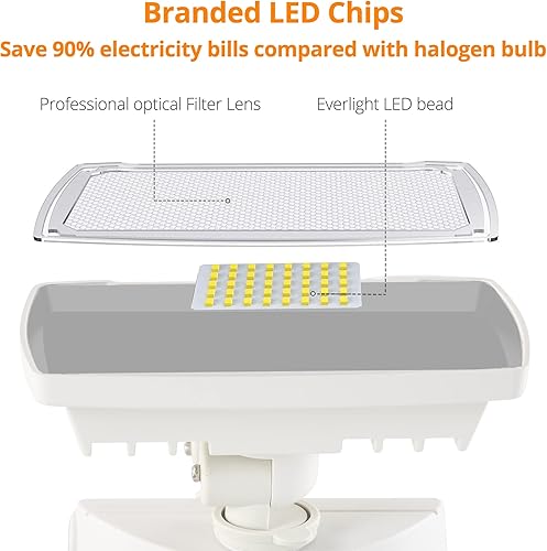 Miniatura 4 de UME Paquete de 2 luces LED de seguridad de 19 W para exteriores, 2 cabezales ajustables, 2000 LM, 5000 K, IP65 impermeable, luz de inundación súper