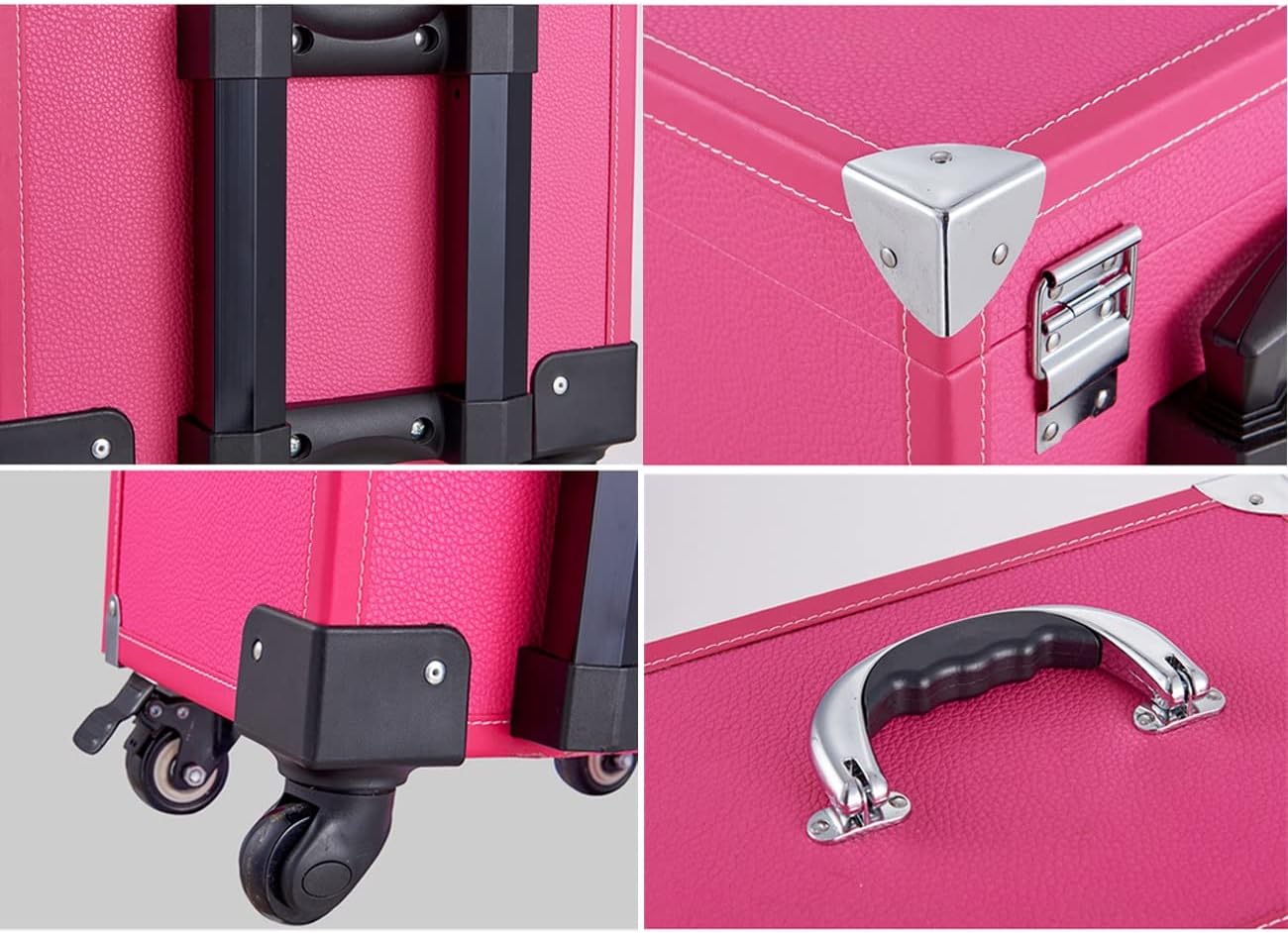 Cosmetic Case Makeup Beauty Eyebrows Semi-Permanent Massage Beginner Tool Storage Trolley Suitcase Large Capacity Storage Box (Color : Pink, Size: 36 x 23 x 34 cm) (Black 36 x 23 x 34 cm)