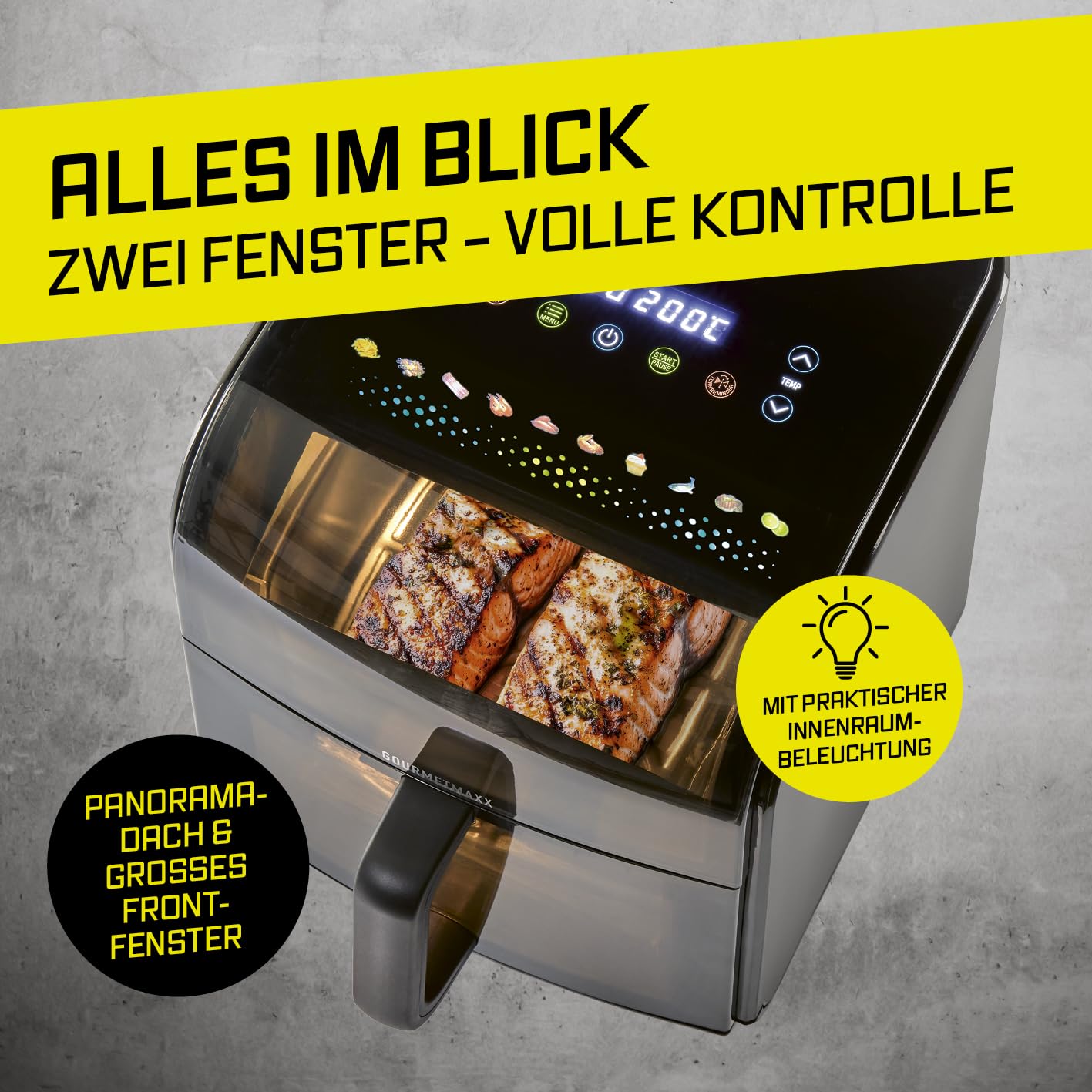 GOURMETmaxx Heißluftfritteuse mit Sichtfenster & Panoramadach - 7 L – Bild 2