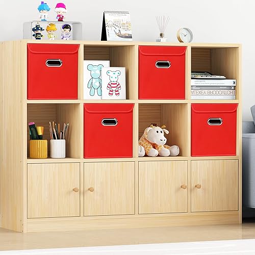 Vista 66 de Organizadores de armario de tela con tapas, cesta organizadora de almacenamiento plegable con asas, cajas de almacenamiento para almacenamiento