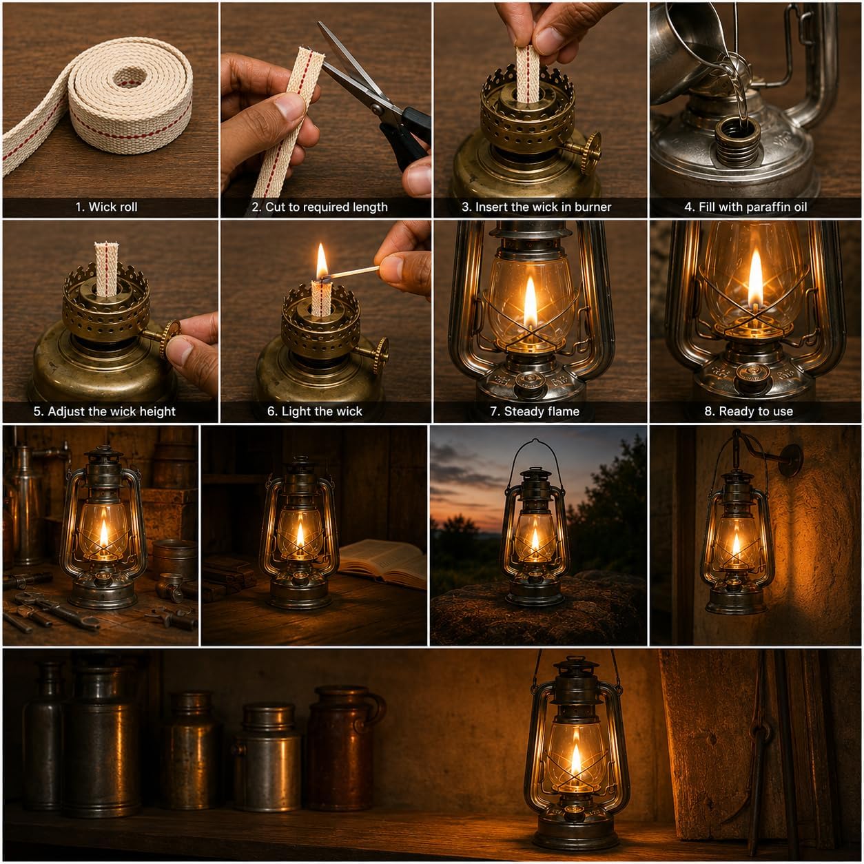 1" Inch Wide Oil Lamp Wick, Cotton Lantern Wick Oil Lantern for Kerosene Burner Lighting & Paraffin Oil Wick (6 Foot Roll)