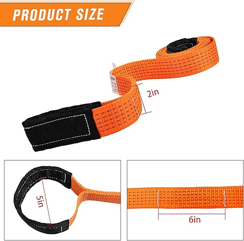 Miniatura 2 de 2 correas de nailon resistente de 2 pulgadas x 10 pies, capacidad de 15,000 libras, correa de aparejo de ojo plano súper resistente para elevación,