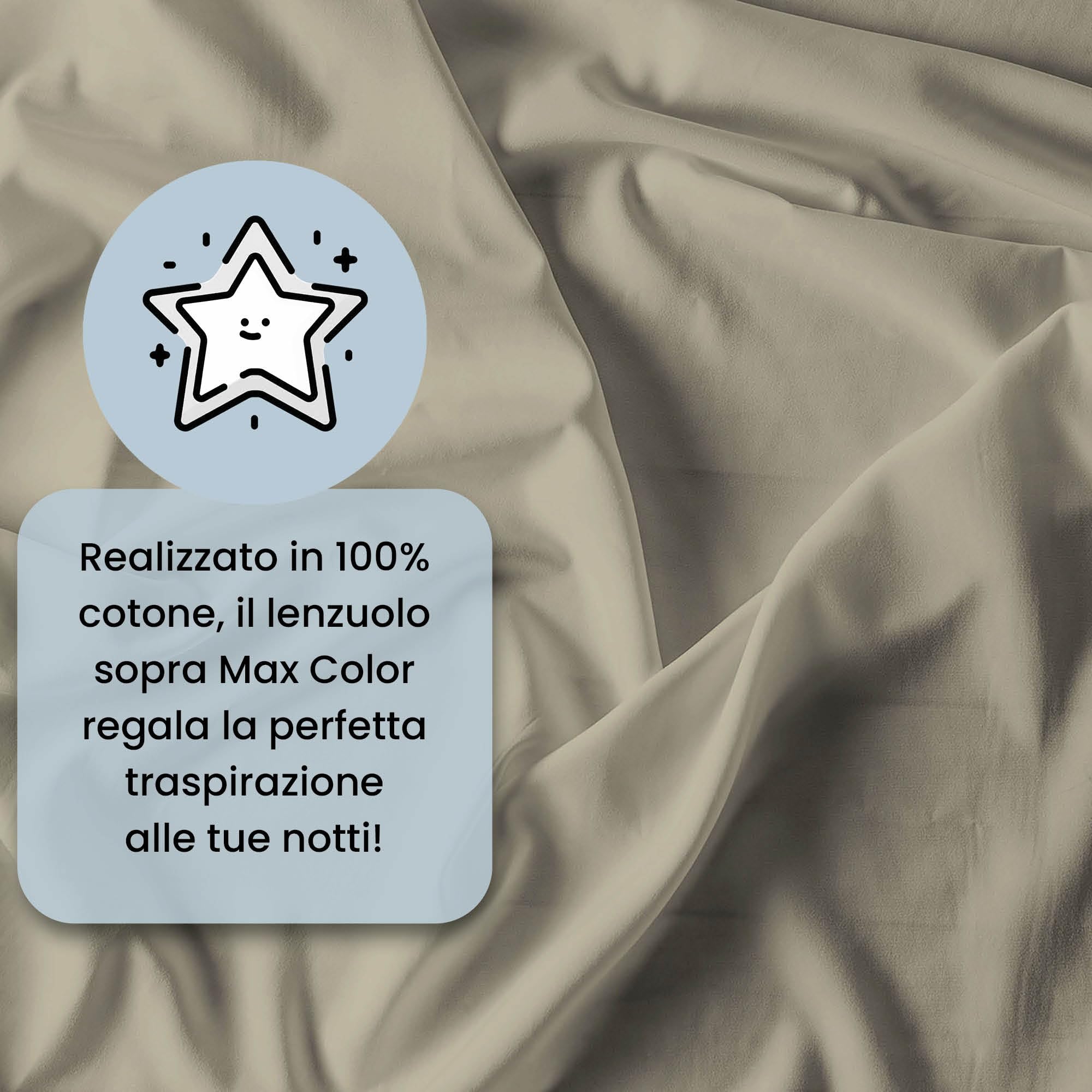 Lenzuolo Sopra MAX COLOR Matrimoniale Maxi 270x300 cm, 100% Cotone Made in Italy – Lenzuola Letto Matrimoniale Maxi in Tinta Unita - TORTORA