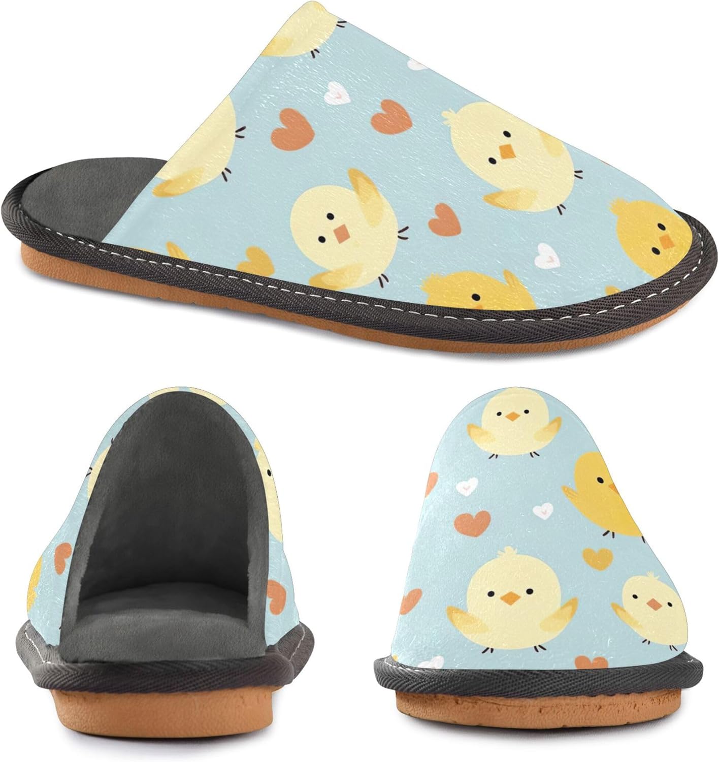 Cute Chicken Flower House Slippers – Cozy Fuzzy Slippers for Guests, Washable & Disposable, Perfect for Shoeless Home, Spa & Hotel Use A112226