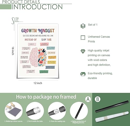 Miniatura 7 de uoyien Pósteres de salud mental mental para aula, terapia de sala de asesoramiento, decoración de pared, afirmaciones, citas, lienzo para pared,