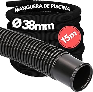 Kalitec Manguera flexible de piscina de 38 mm, color negro, 15 m