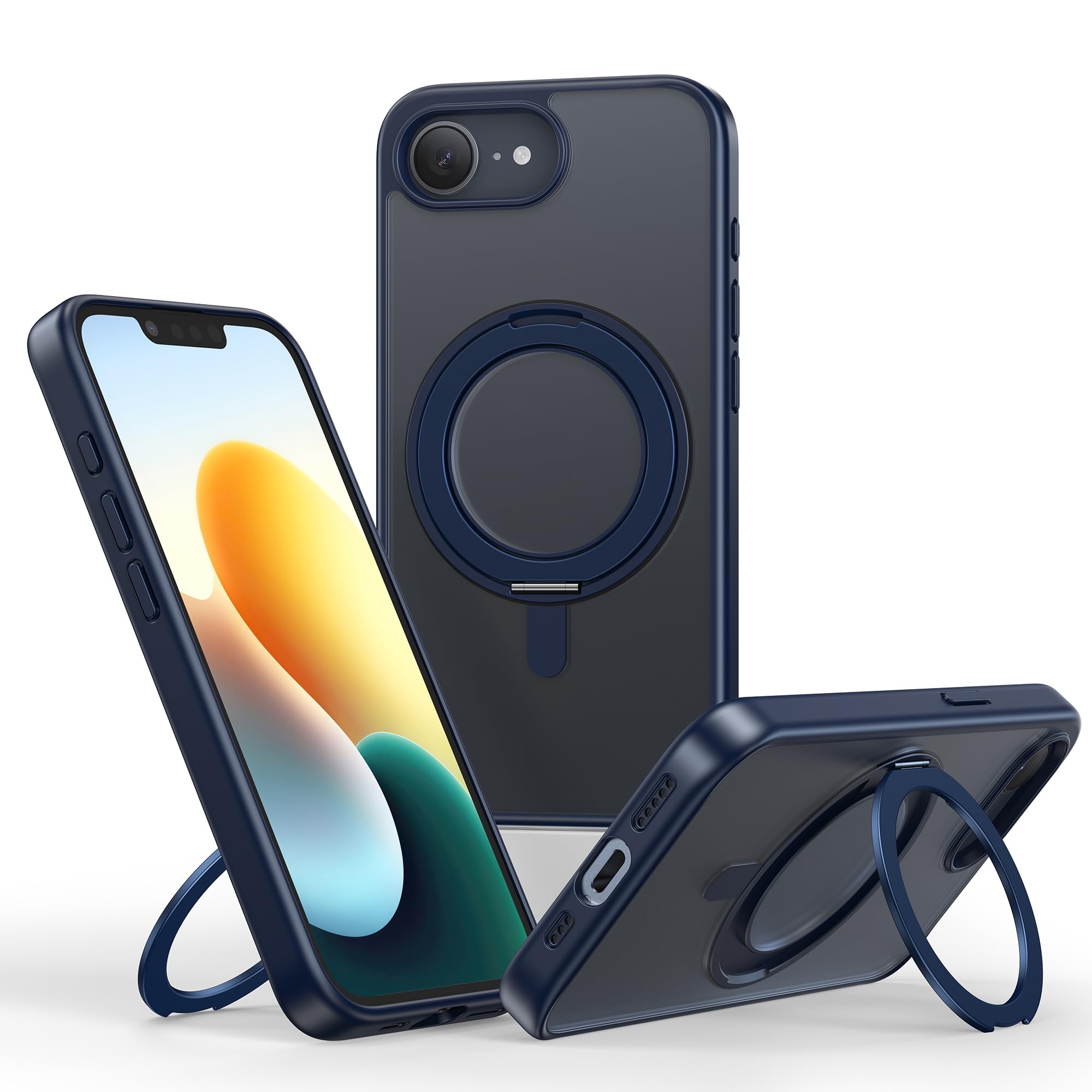Coque iPhone SE 4 avec support bleu pour regarder vos vidéos en mains libres