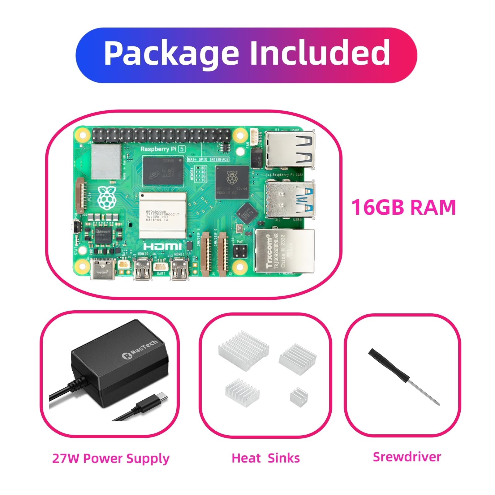 RasTech Raspberry Pi 5 16GB セット と 64GB Amazon.com: RasTech Raspberry Pi 5 16GB Kit 64GB Edition with