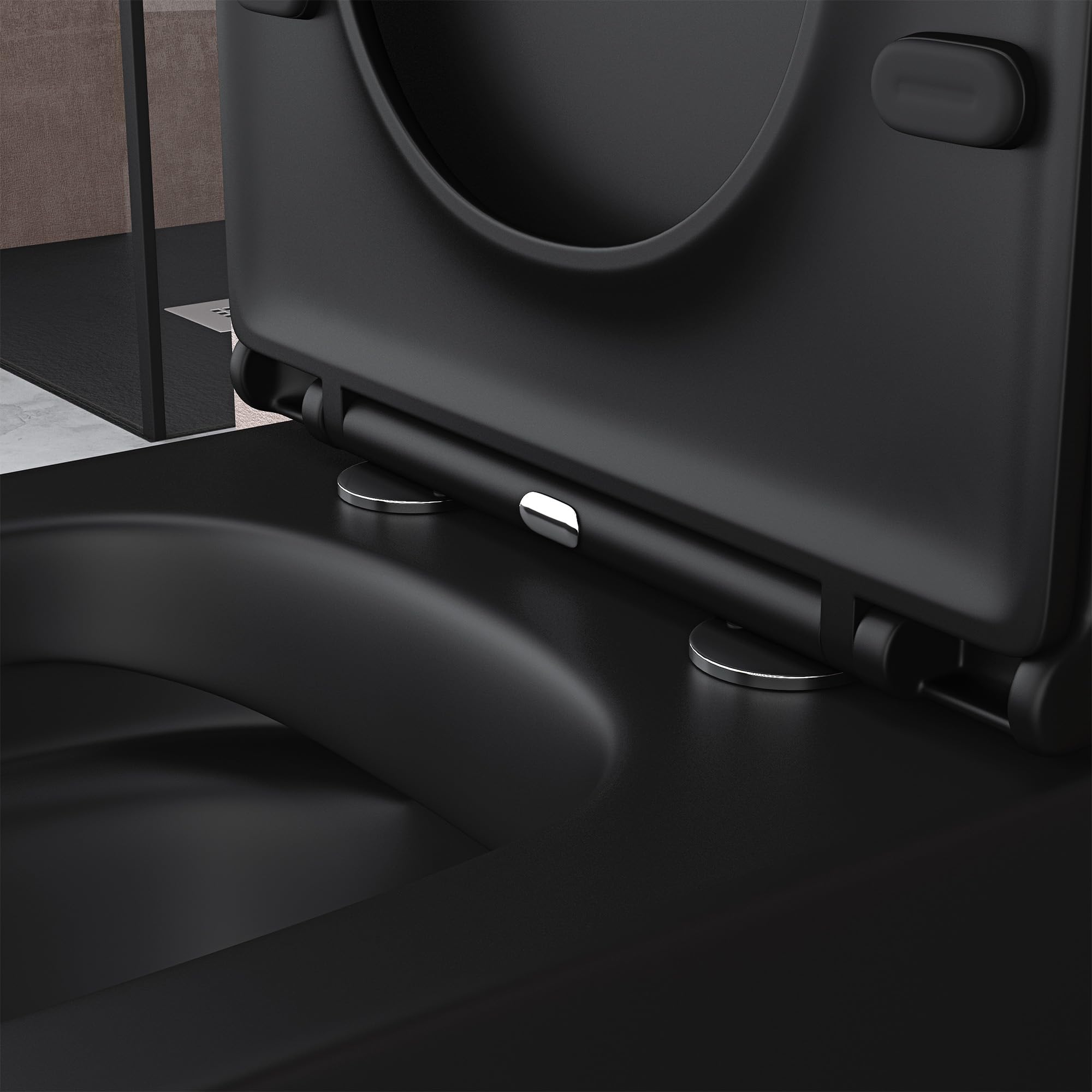 doporro Stand-WC Toilette Schwarz Matt mit Softclose 37,5 x 67,5 x 82 cm | Spülrandloses Stand-WC mit Spülkasten, Soft-Close & Tiefspüler – Komplettset & pflegeleicht für moderne Bäder Stand112T