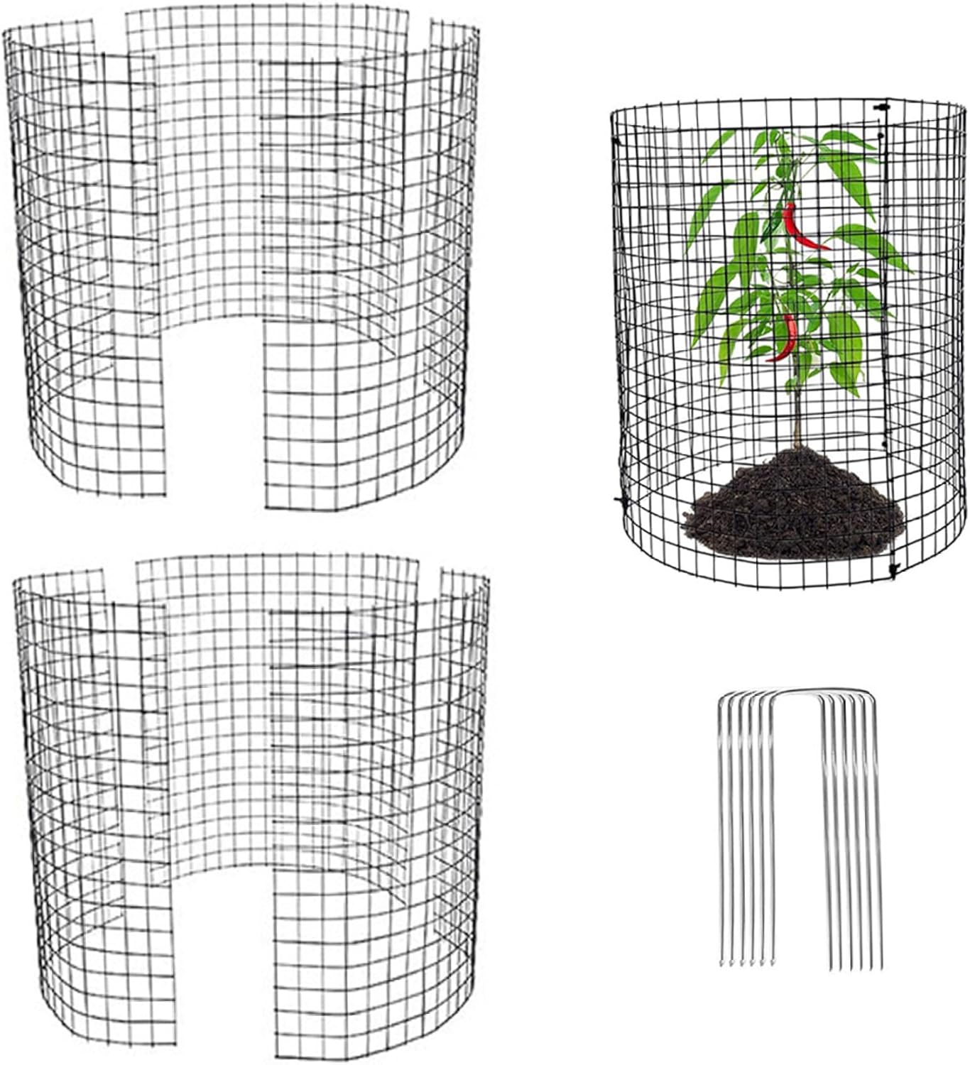 Plant Protectors from Animals 18-Pack DIY Metal Garden Cloches with Stakes & Ties Flexible & Expandable Plant Cages for Outdoor Garden Beds