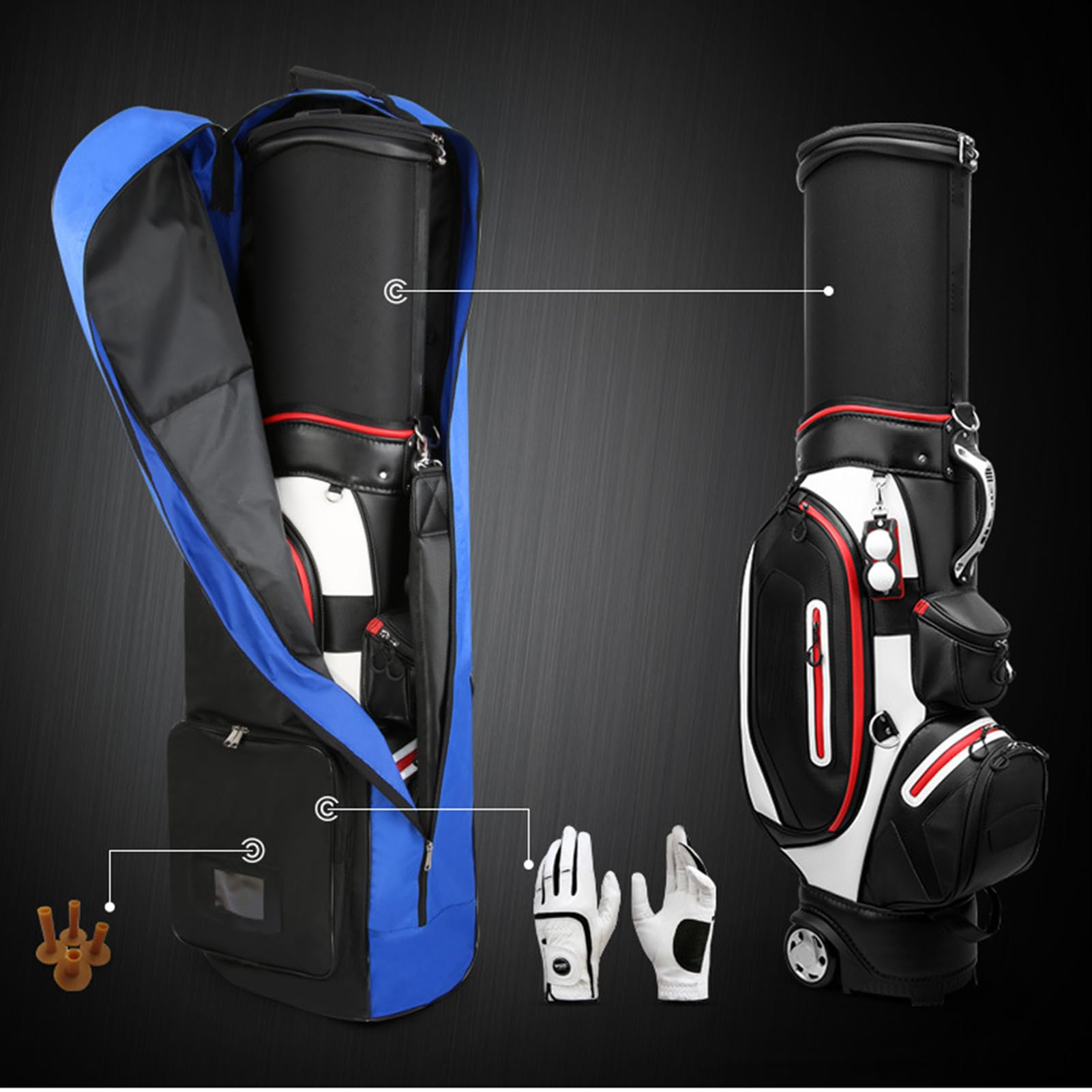 Reisegolftasche für Fluggesellschaften | Golfreis-Radtaschen für Flugzeug | Verschleißfester faltbarer Organizer Golf-Zubehör, tragbares leichtes Lagerzubehör Golfer, Reise