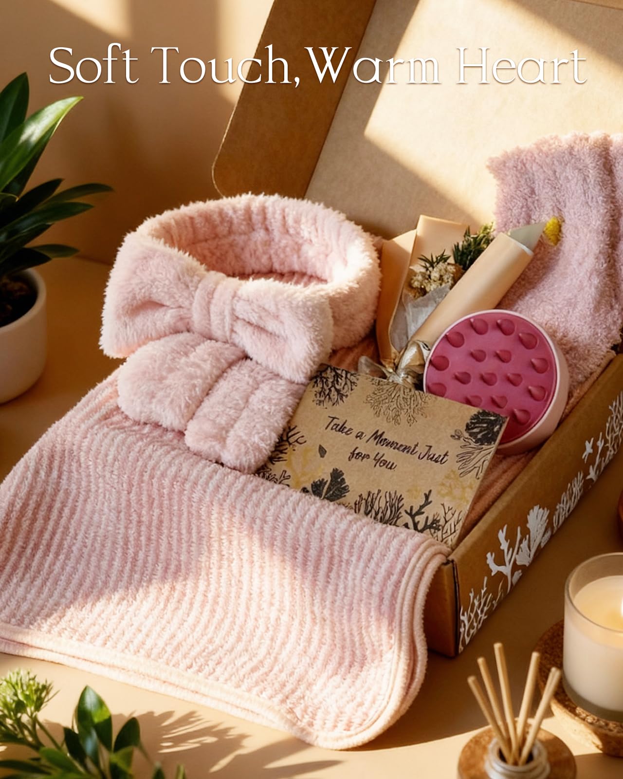 Coralogo  Spa Gift Baskets - Natural Pampering Spa Set, Self-Care Get Well Soon Basket,Thank You Gifts, Unique 11pcs Gift Set for Women Wife Mom Her Birthday Valentines Day Mothers Day: Rose