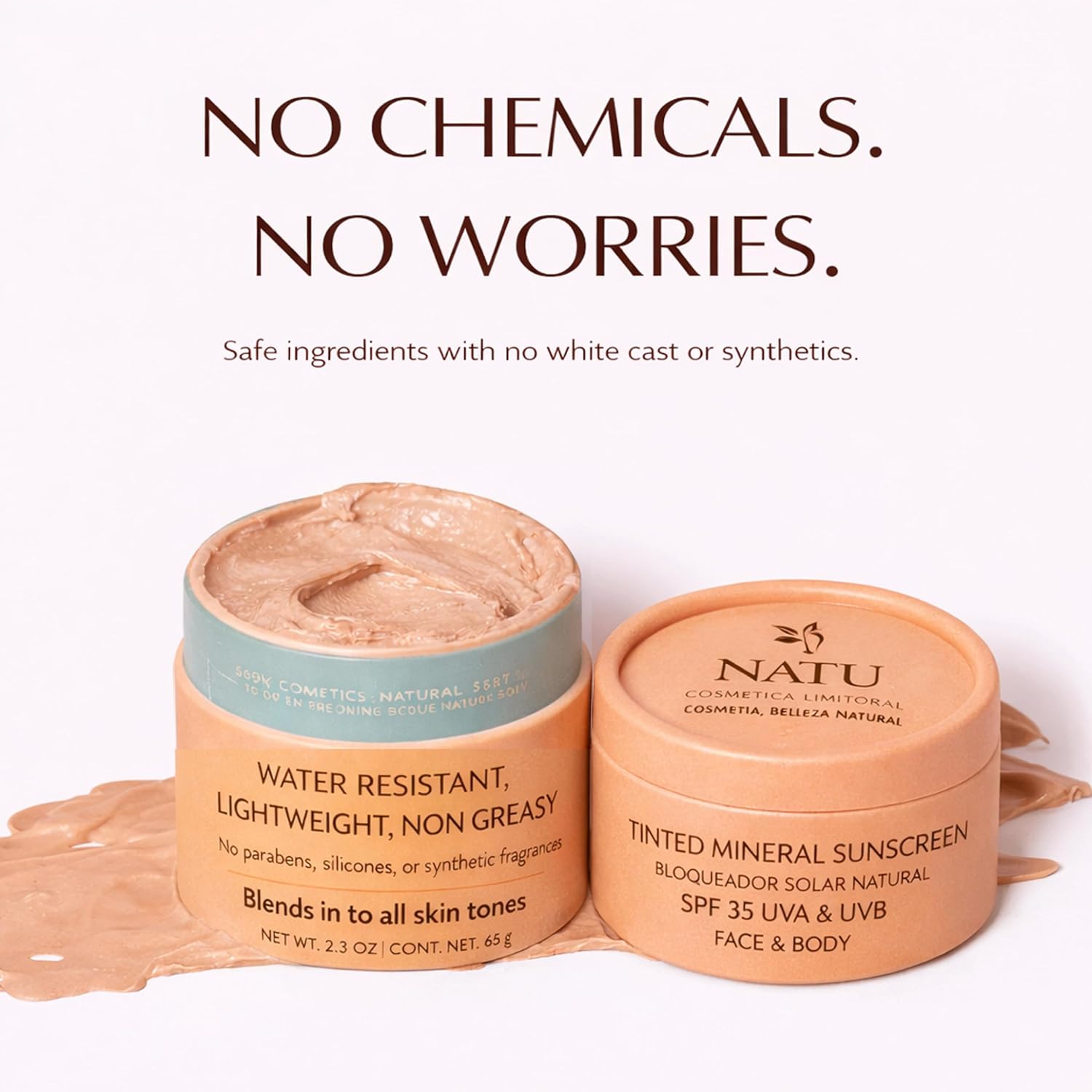 NATÚ BOTANICALS Tinted Mineral Face and Body Sunscreen SPF 35 - Mineral Zinc Oxide Sunblock Lotion - Broad-Spectrum UVA & UVB Protection - Lightweight & Gentle for Sensitive Skin - Reef Safe - Image 3