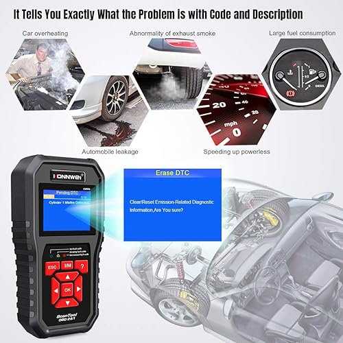 Miniatura 7 de Paquete de 2 escáneres KONNWEI KW850 profesional OBD2 Lector de código automático (rojo + negro)