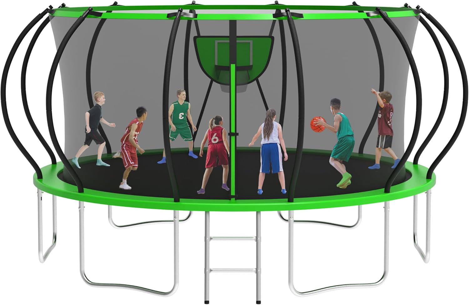KOFUN Tranpoline Outdoor 16FT 14FT 12FT 10FT 8FT Tranpoline with Basketball Hoop 1500LBS & ASTM Approved & Easy Install, Recreational Tranpolines with Enclosure Net & Ladder for Kids and Adults