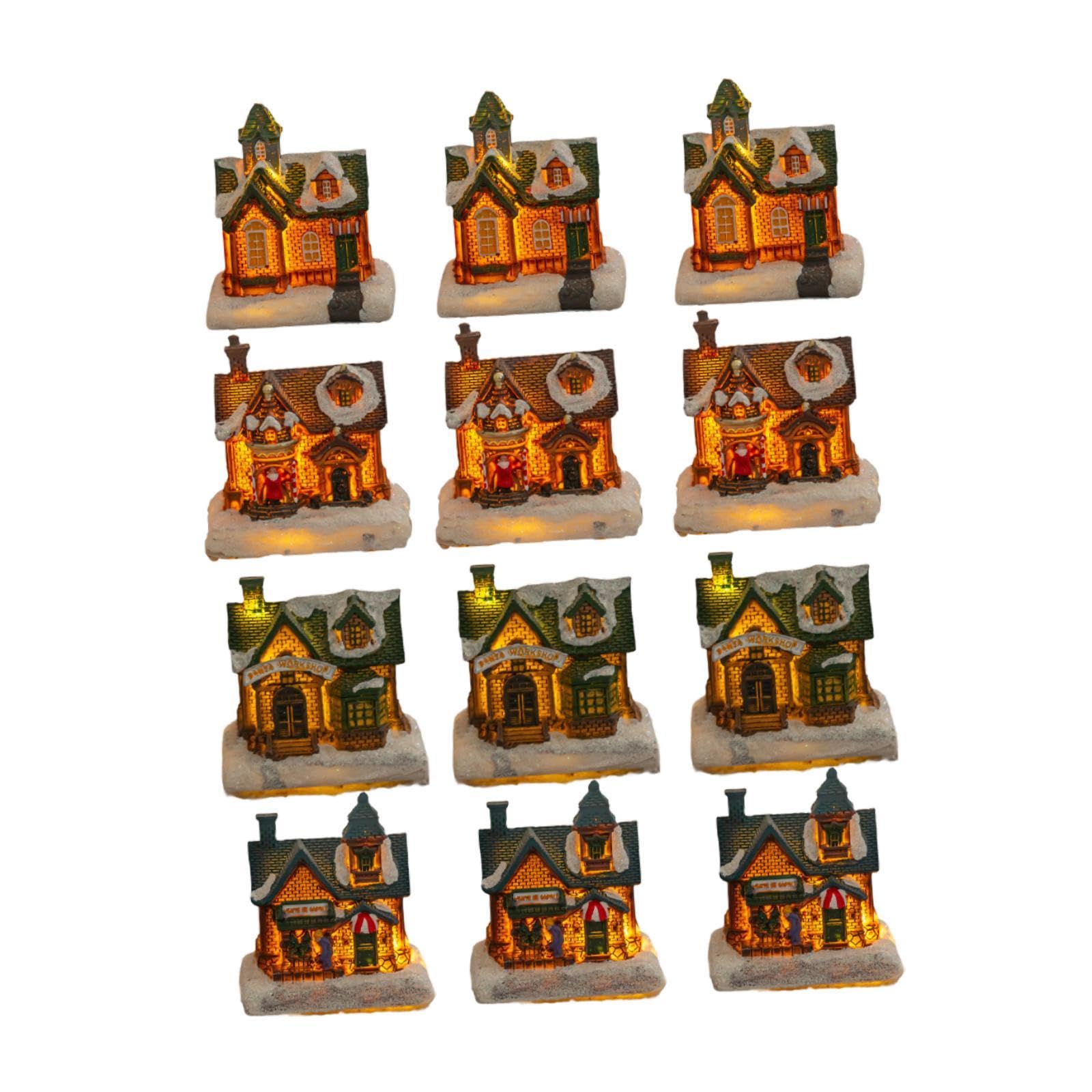 12x Adornos Navideños para Casas de Nieve Decoración Navideña Figura Decorativa Coleccionable Escritorio Fiesta Boda Escultura de