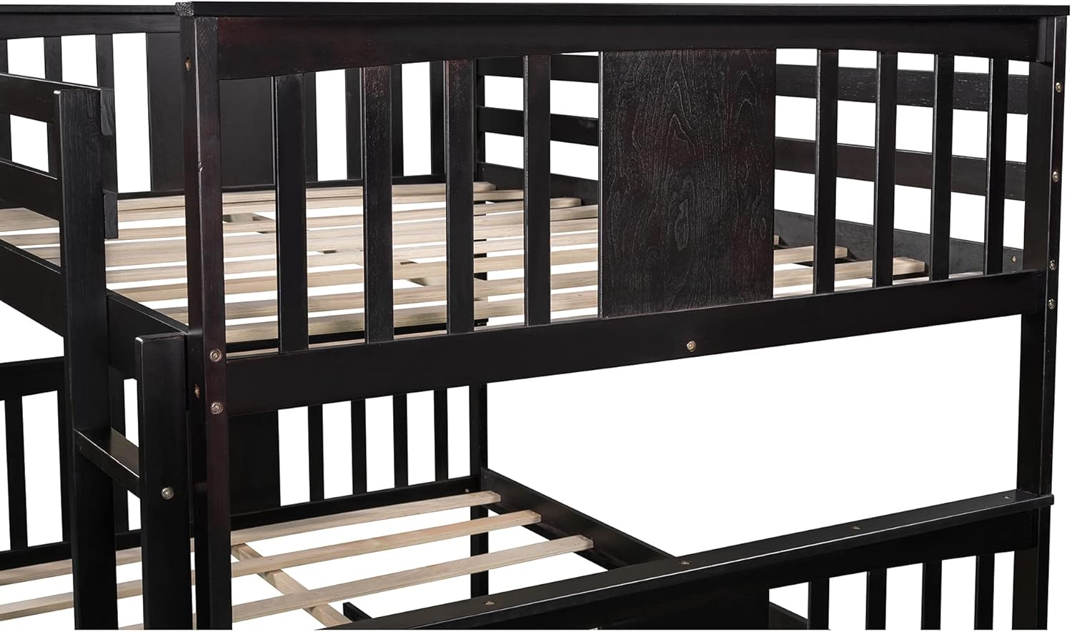 Buy KLMM Full Over Full Bunk Bed, Solid Wood Bunk Bed with Ladder and