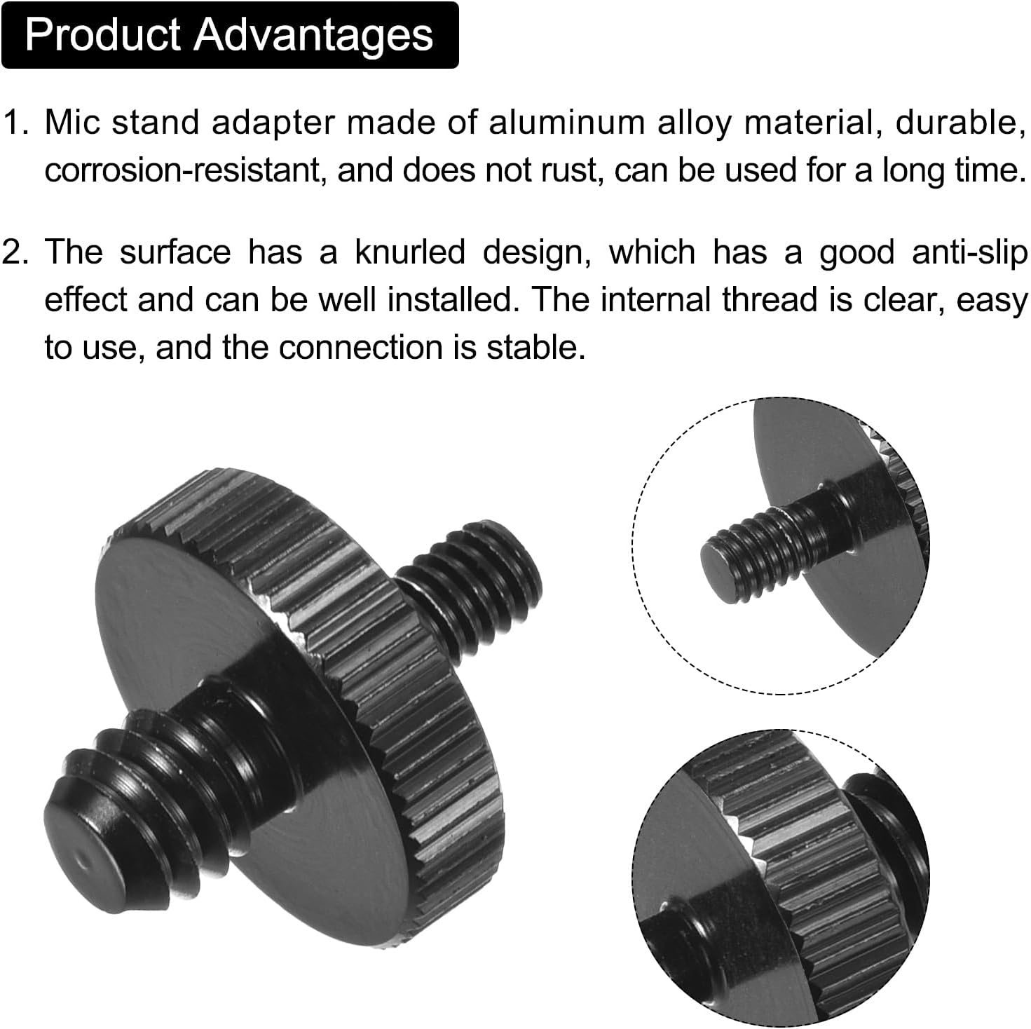 MECCANIXITY 2PCS Mic Stand Adapter 1/4 Male to M4 Male Screw Thread Adapter for Microphone Stand to Camera Tripod Mount Adapter