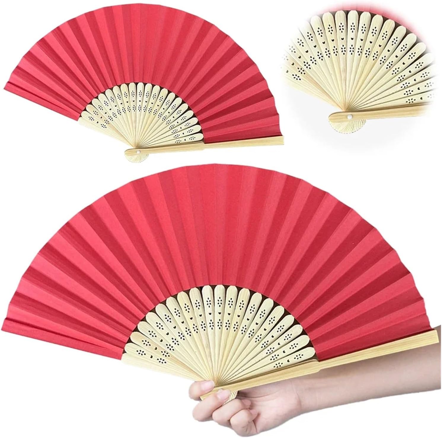 Hand Fan Paper Pocket Folding Solid Color Guest Fans DIY Gift Wedding Birthday Summer Party(5PCS Brown)