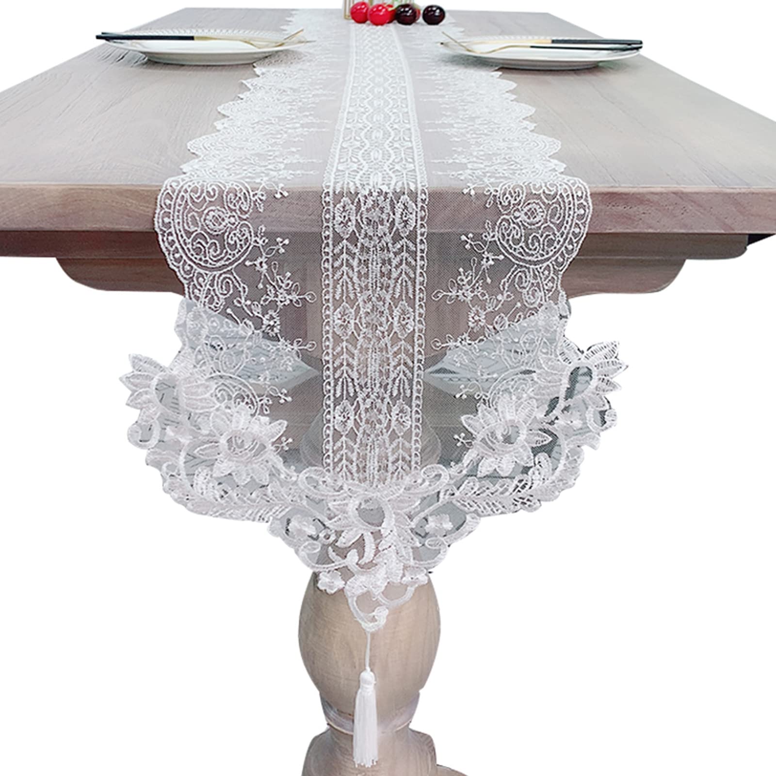 Chemin De Table En Dentelle Blanche 15cm X 22m, Ruban De Table Décoration, Ruban Dentelle Pour Decoration Anniversaire Décoration Mariage Decoration Table