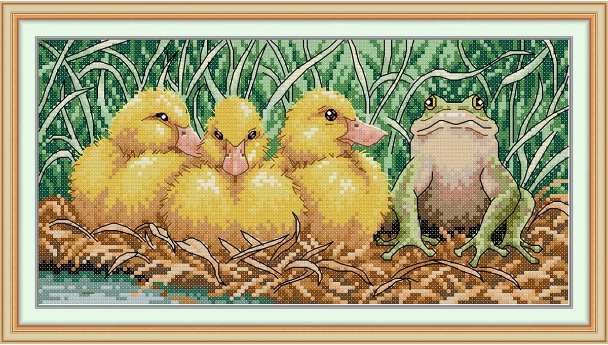 CROSSDECOR Stamped Cross Stitch Kits,Animals Counted Cross-Stitch Needlepoint Kits for Beginners,Embroidery Kit Arts and Crafts for Home Wall Decor Gifts-Tiger Baby 21×29CM