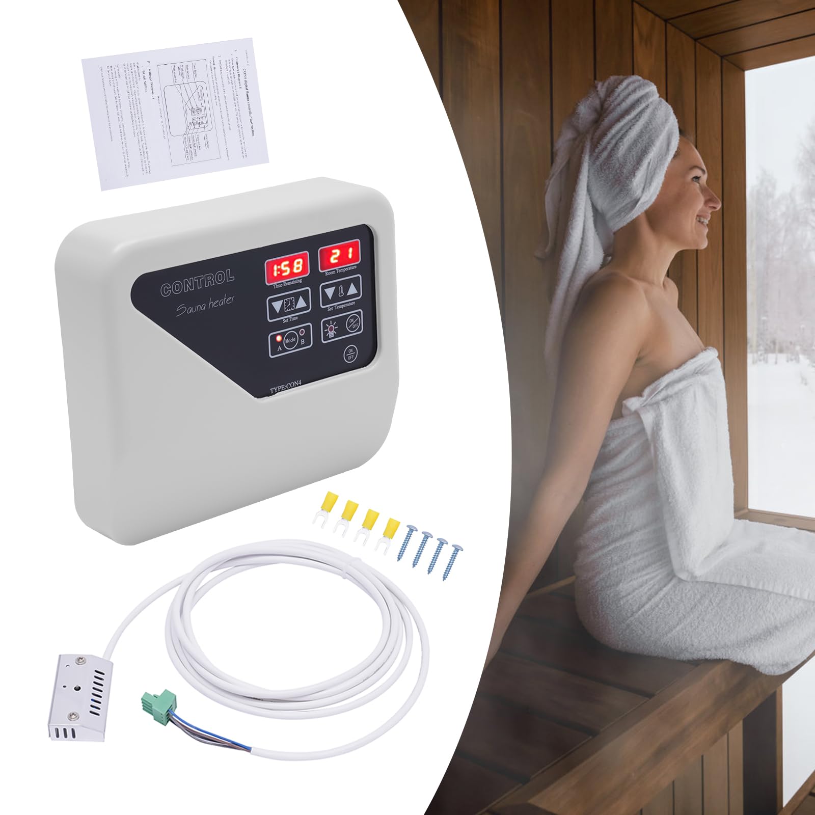 3-9KW Sauna Digital Controller, 220-240V Sauna External Controller Saunasteuerung Saunasteuergerät Externe Digital Controller für Saunaofen，Heimsauna, Kommerzielle Anlässe