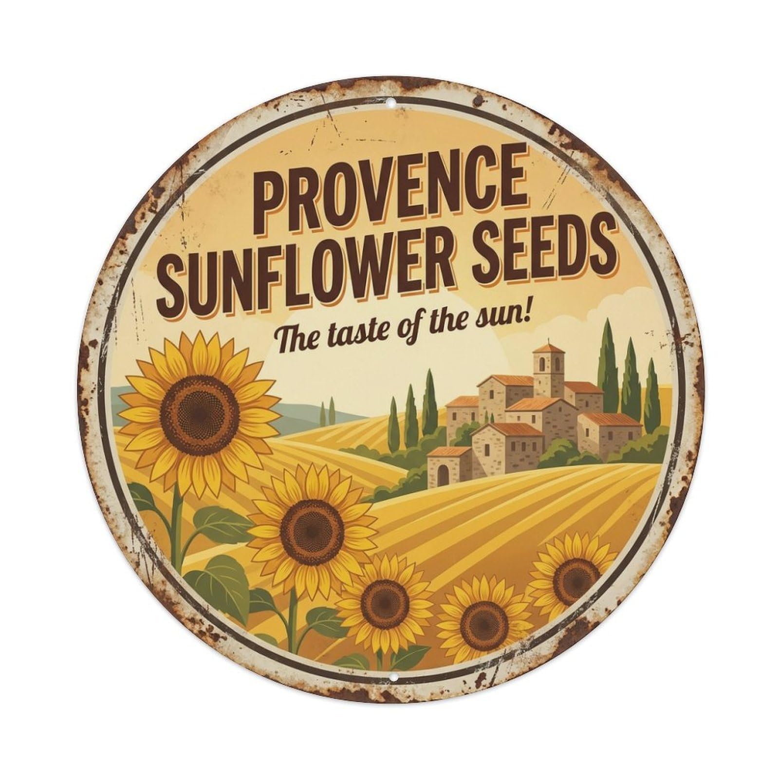 Countryside Travel Sunflower Seeds Provence Country Metal Tin Sign