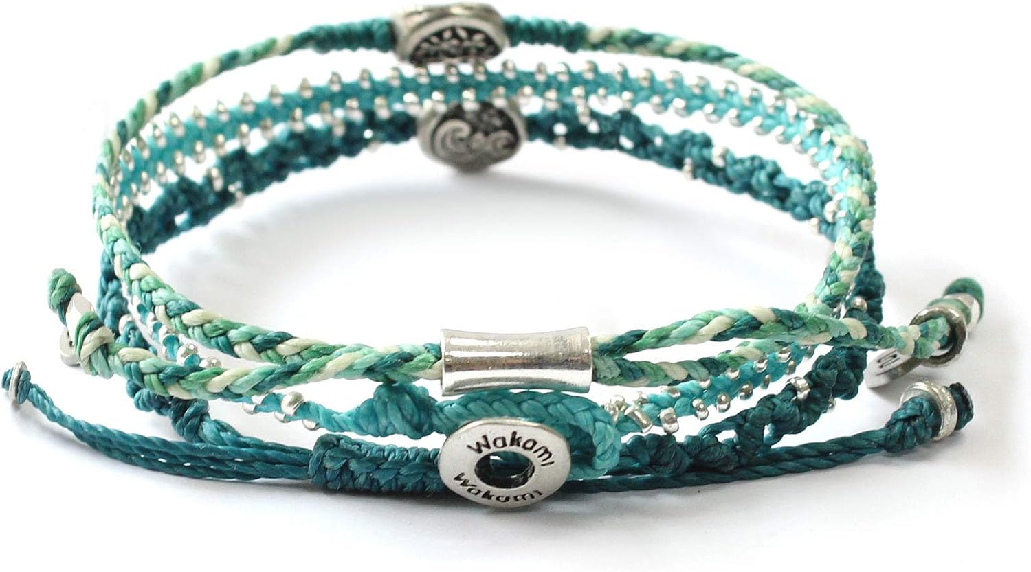 Wakami Boho Charm Bracelets | Braided Beaded Adjustable Waterproof Women's Jewelry | Fair Trade Handmade & Valentine's Gifts for Women and Men | 6.5-10 in
