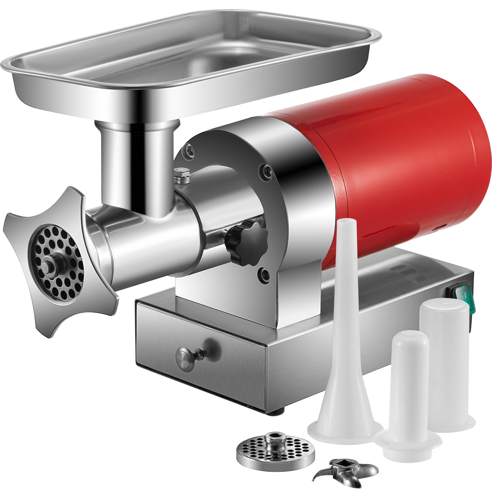 VEVOR Tritacarne Elettrico Efficienza 300kg/min, Tritacarne Industriale da Banco 180giri/min Macchina per Salsicce Piastra di Macinazione, Tritacarne Commerciale in Acciaio Inox Cucina Ristorante