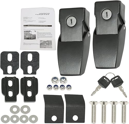 Miniatura 5 de LABLT Pestillos de capó de acero inoxidable para Wrangler JK JKU JL JLU JT 2007-2023 negro