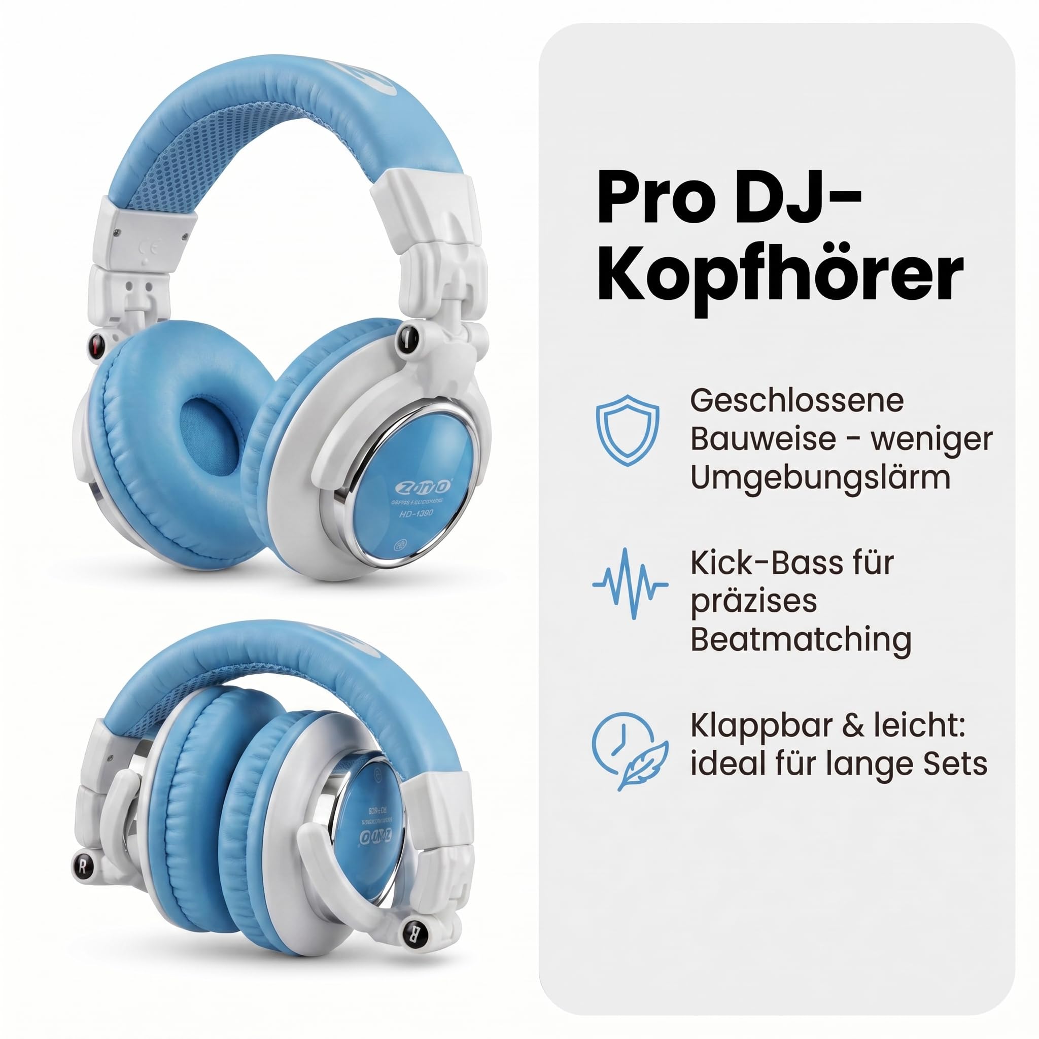 Zomo HD-1200 White/Blue cuffia professionale per DJ