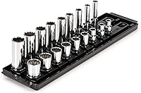 Vista 10 de TEKTON Juego de llaves de vaso de 12 puntos poco profundas de 3/8 pulgadas con riel, 15 piezas (1/4-1 pulg.) SHD91111