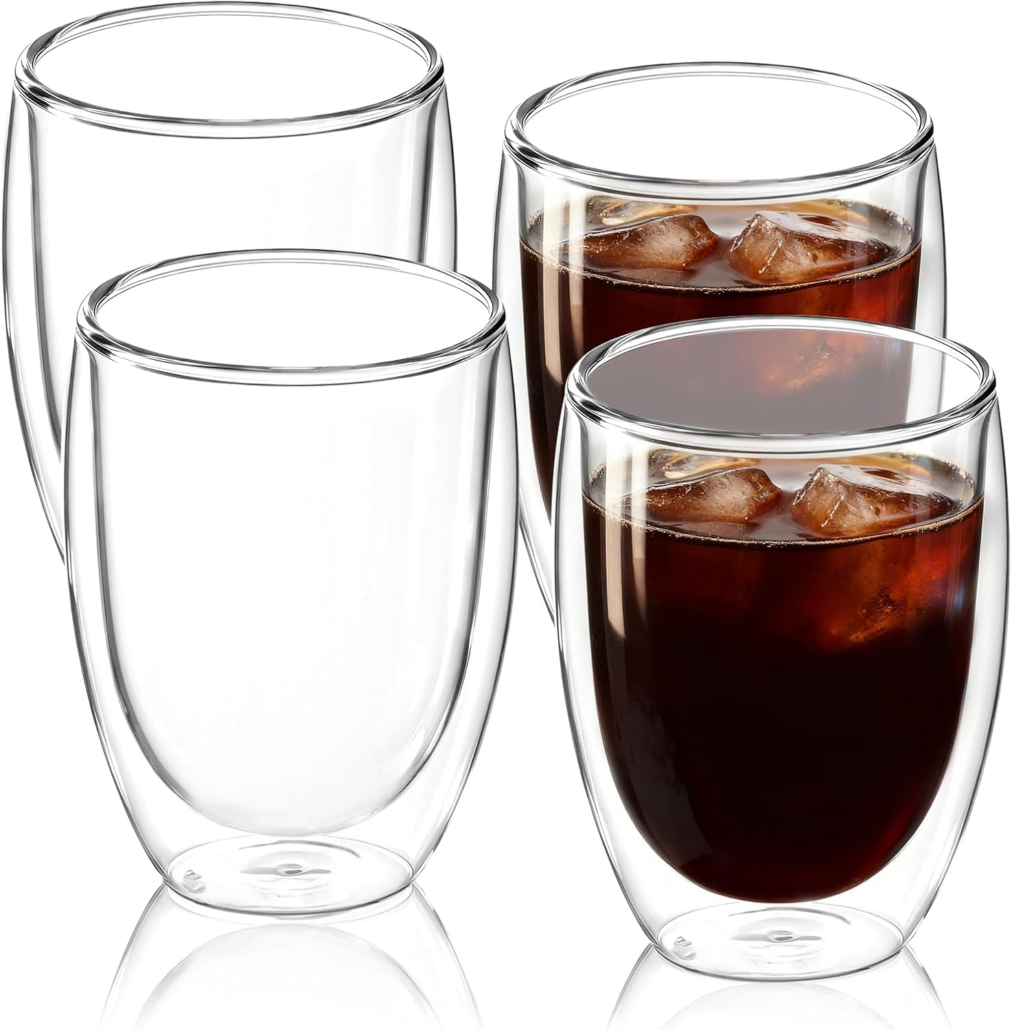 Aurzen Double Walled Glass Expresso Cups, Clear Coffee Cups Insulated Cups for Tea and Milk