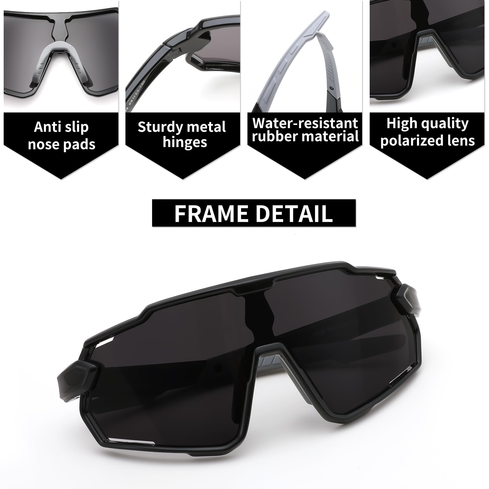 FEISEDY Jugendliche Kinder Sportbrille Polarisiert 6-15 Jahre Fahrradbrille UV400 Schutz Sport Sonnenbrille für Jungen Mädchen B0190