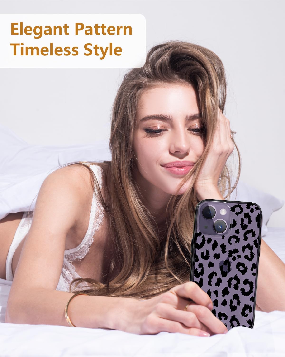 SCORPIFY for iPhone 14 Plus Case with Black Clear Leopard Cheetah Design, Cute Clear Phone Cover for Women Girls, [10FT MIL-Grade Drop Protection] [Non Yellowing] Slim Bumper with Stylish Pattern